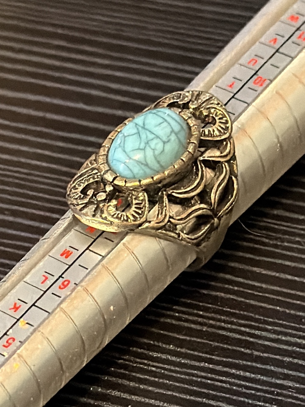 Turquoise Cabochon Floral Statement Ring - Blue Turquoise